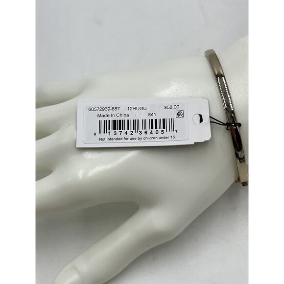 Givenchy Gold Tone Starburst Hinged Pink Crystal Flower Bangle Bracelet New - Picture 6 of 13